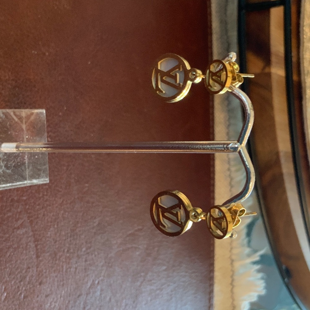 Gold Logo Stud Earrings